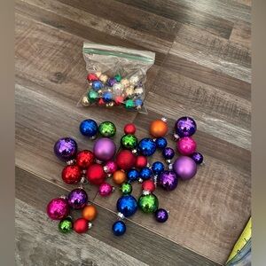 37 Vintage Rauch Small Ball Ornaments plus bag of vintage HG101